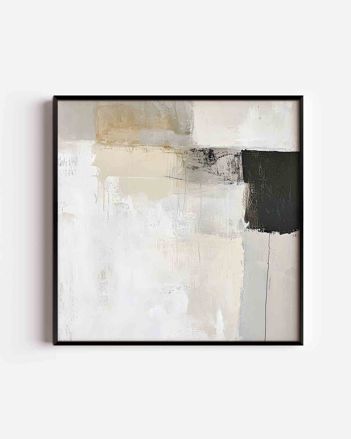 Abstracte beige en zwarte – abstracte textuur vierkante poster als wanddecoratie