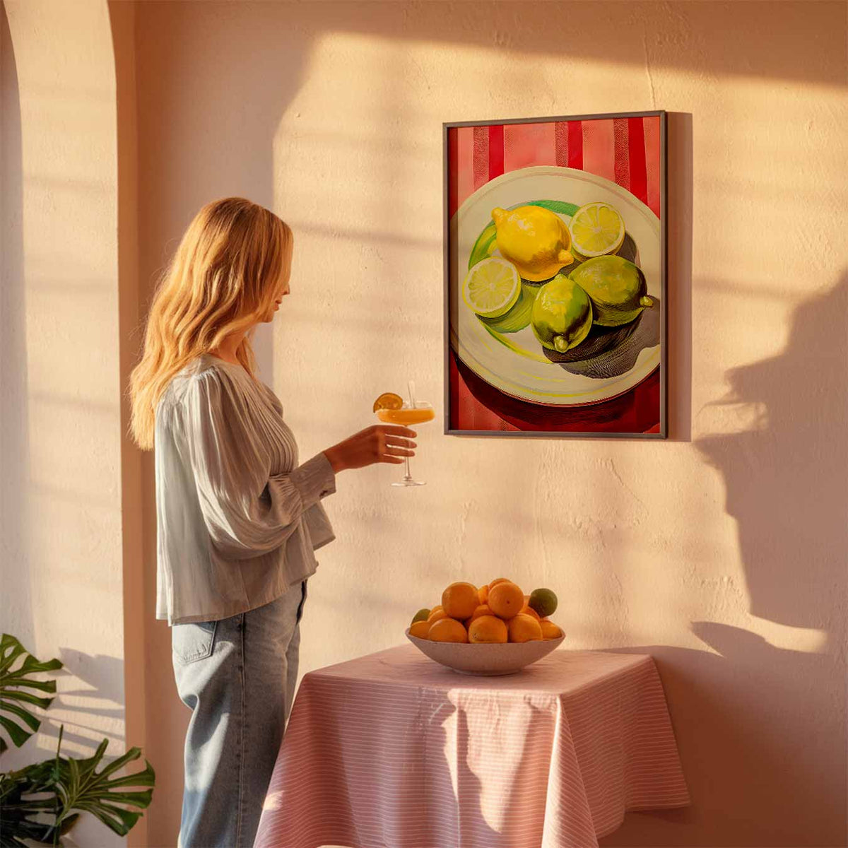 Citroenschijfje Chic – keuken poster als sfeervolle staande wanddecoratie