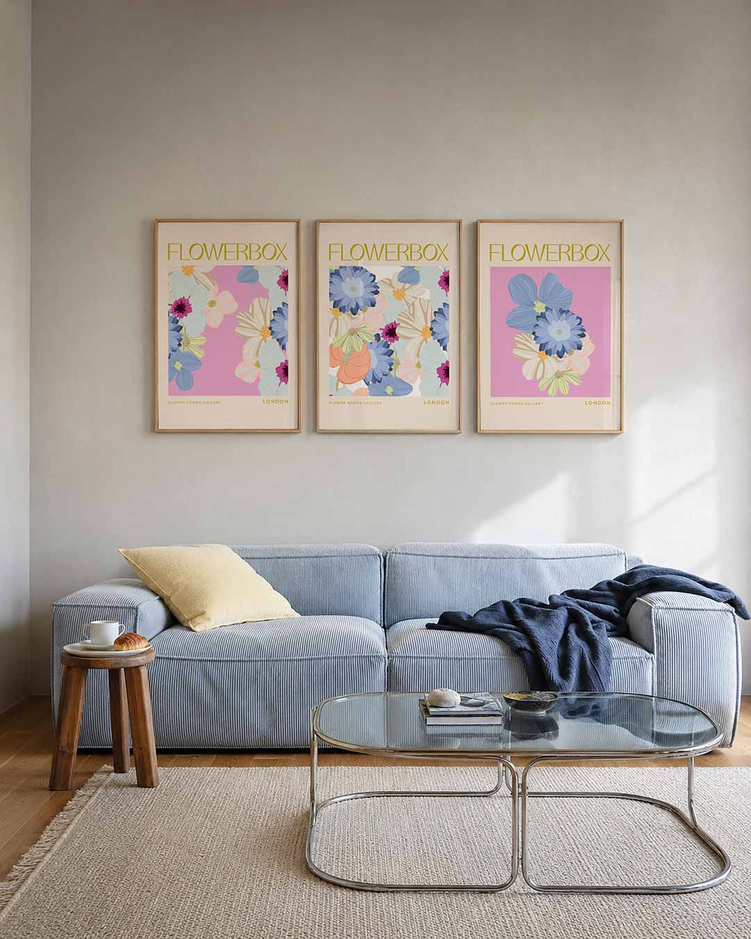 Bloemen en kleuren posterset – tweede productweergave – deze posterset in drie delen toont een speelse mix van