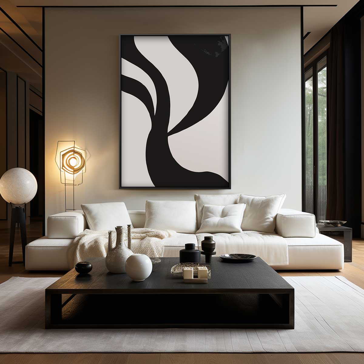 Organische Zwart-Wit Abstractie – modern portret kunstwerk van WallArtistic