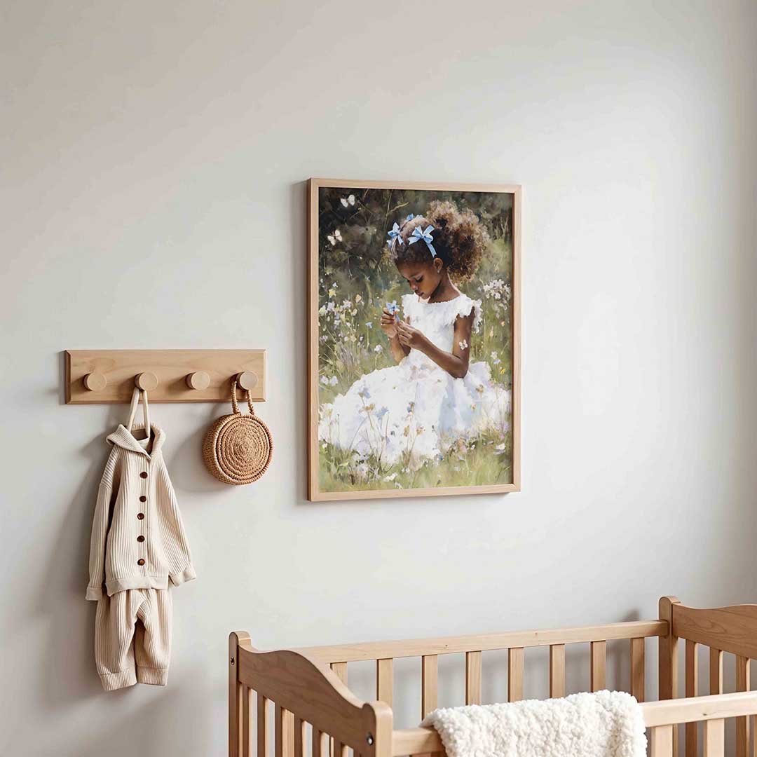Meisje met bloemen – kinderposter in staand formaat