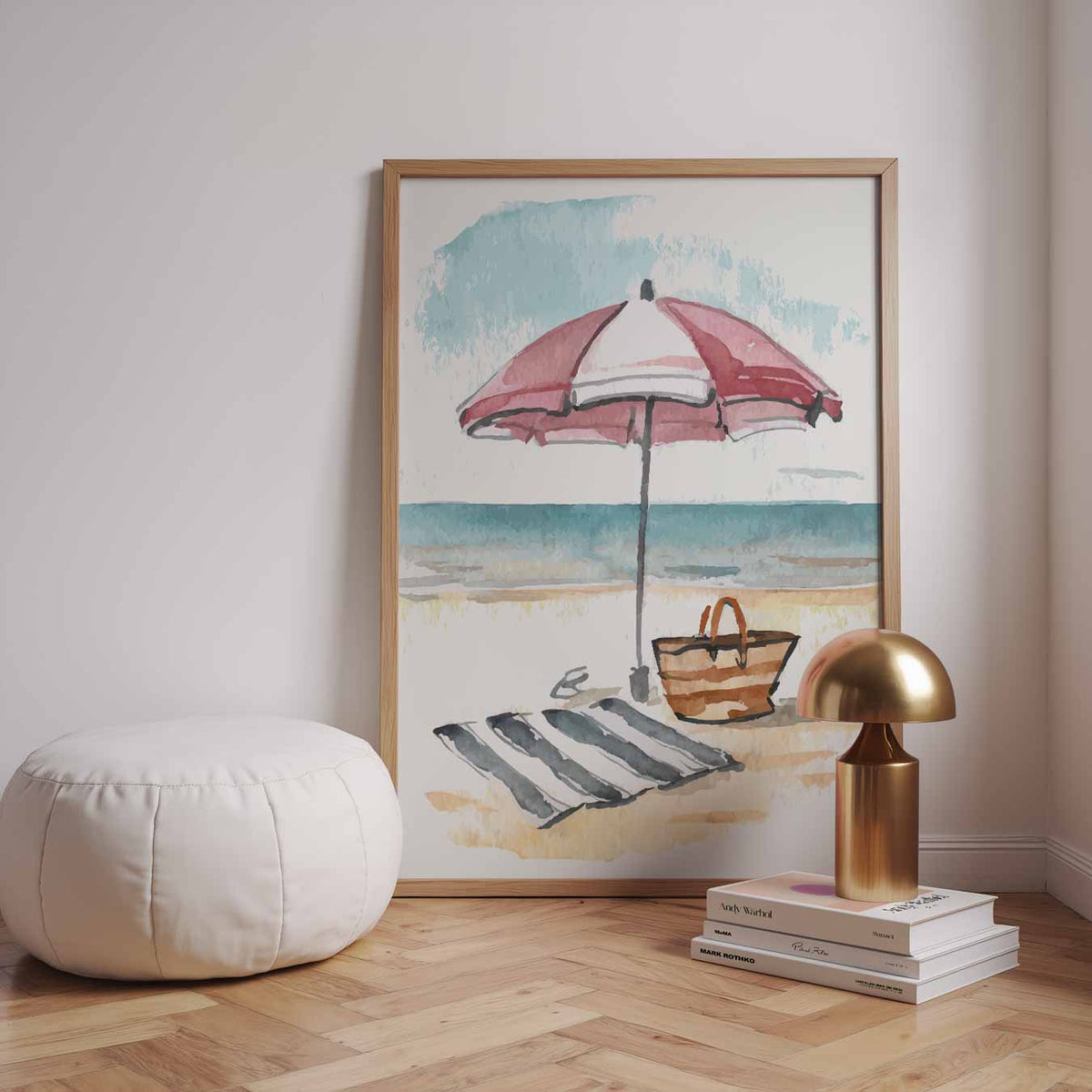 Zomerse Strand – dierenillustratie als portret poster