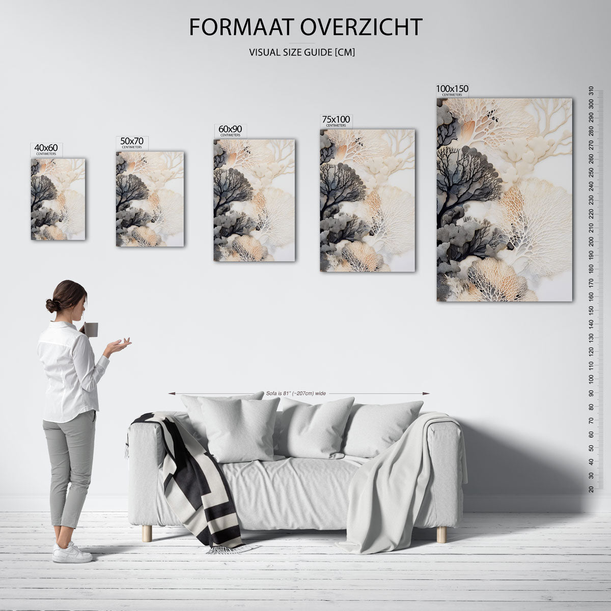 Organische patronen – staand wanddecoratie kunstwerk
