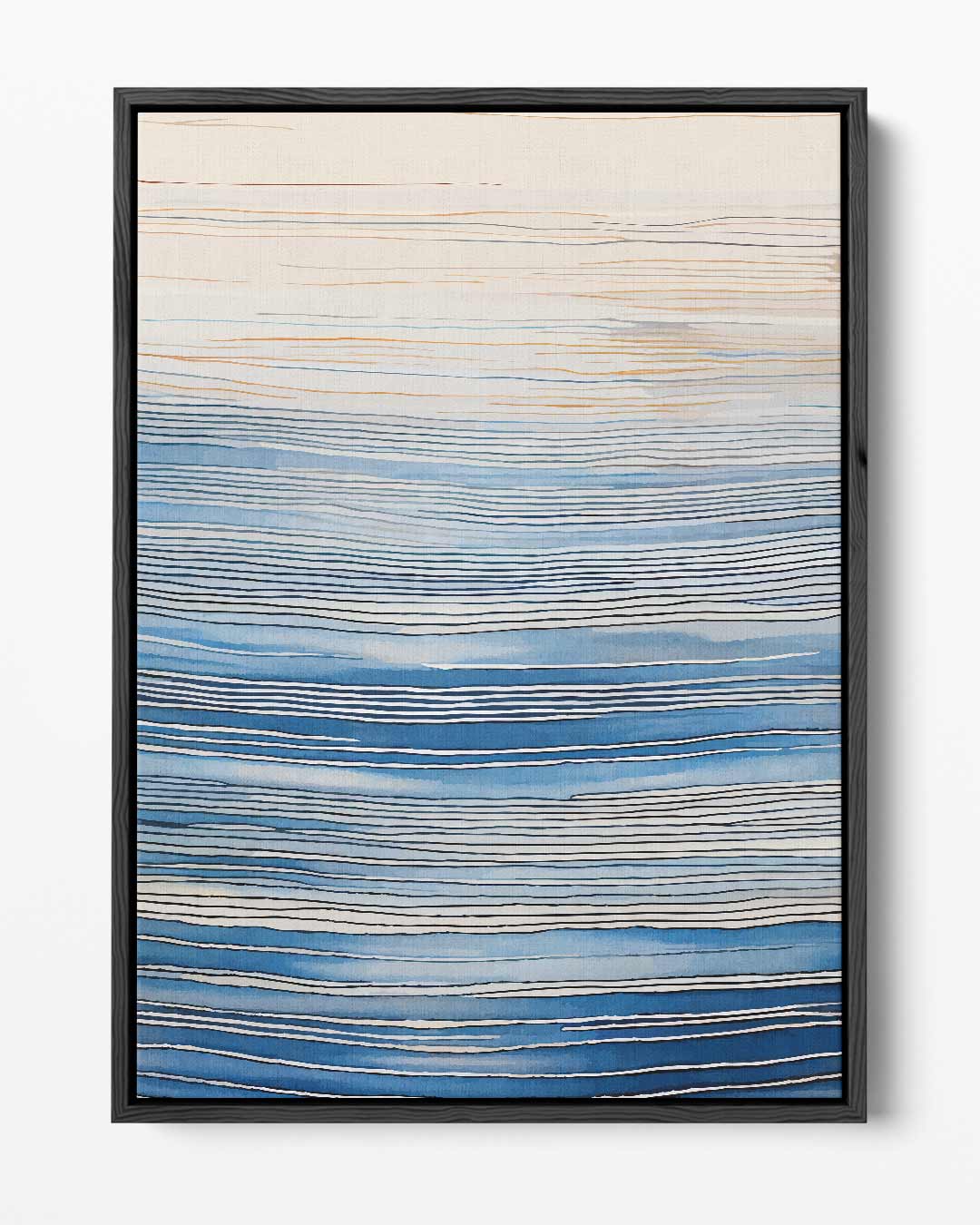Blauwe Lijnen Zen – portret kunstwerk als wanddecoratie