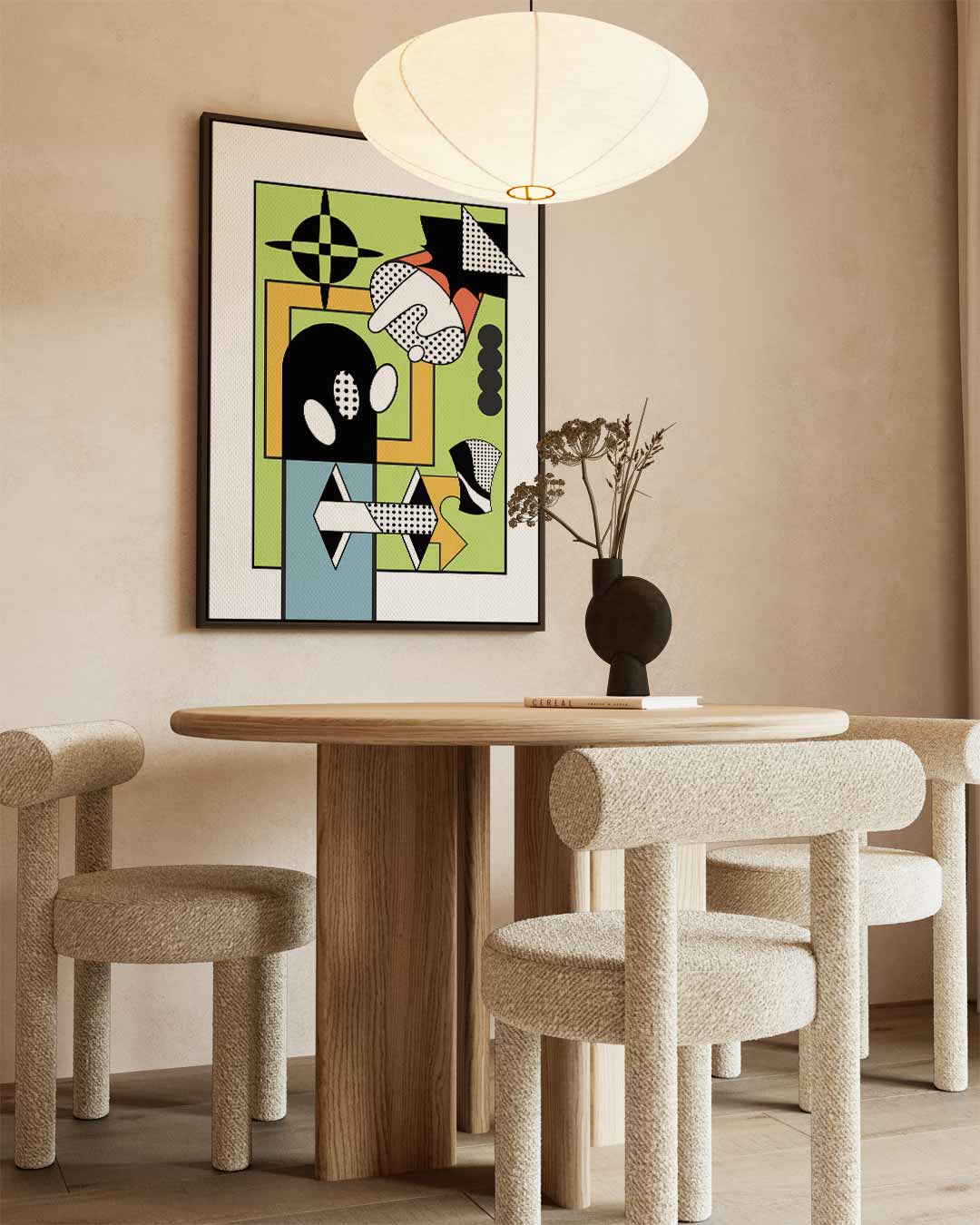 Abstracte Geometrische Compositie – kunstwerk met zwarte baklijst