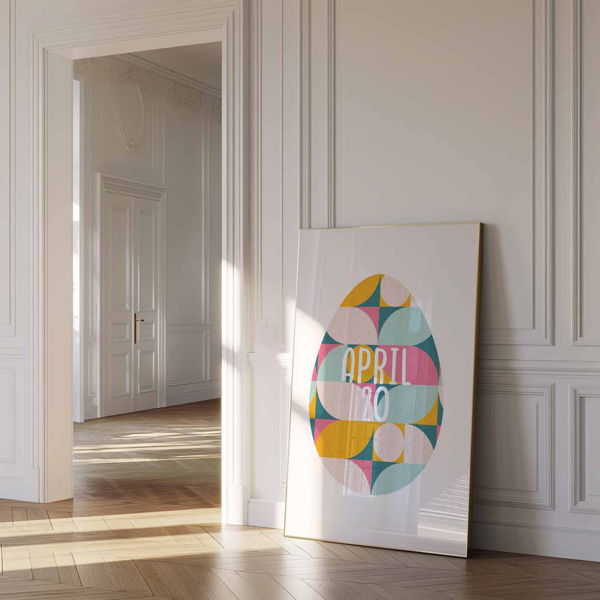 Retro Geometrische Poster - April 20 – paas poster als vrolijke staande wanddecoratie