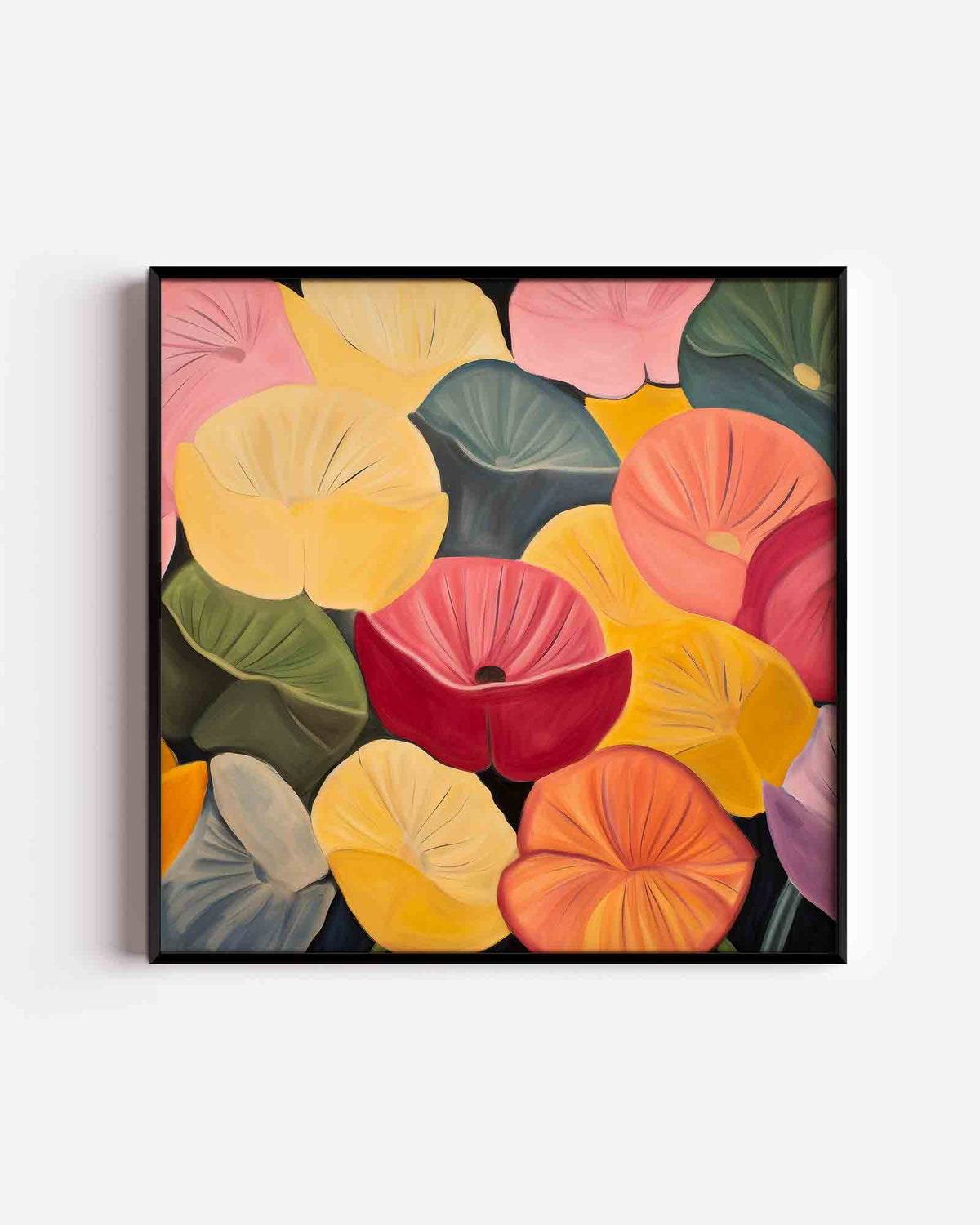 Bloemen in levendige kleuren – vierkante poster met kleur en vormen als wanddecoratie