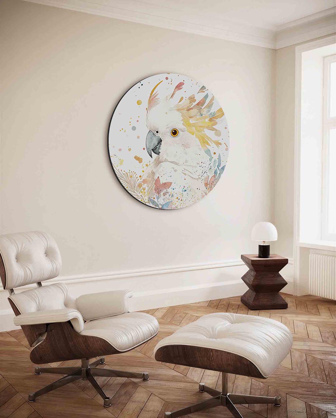 Papegaai – kleurrijke ronde wanddecoratie van WallArtistic