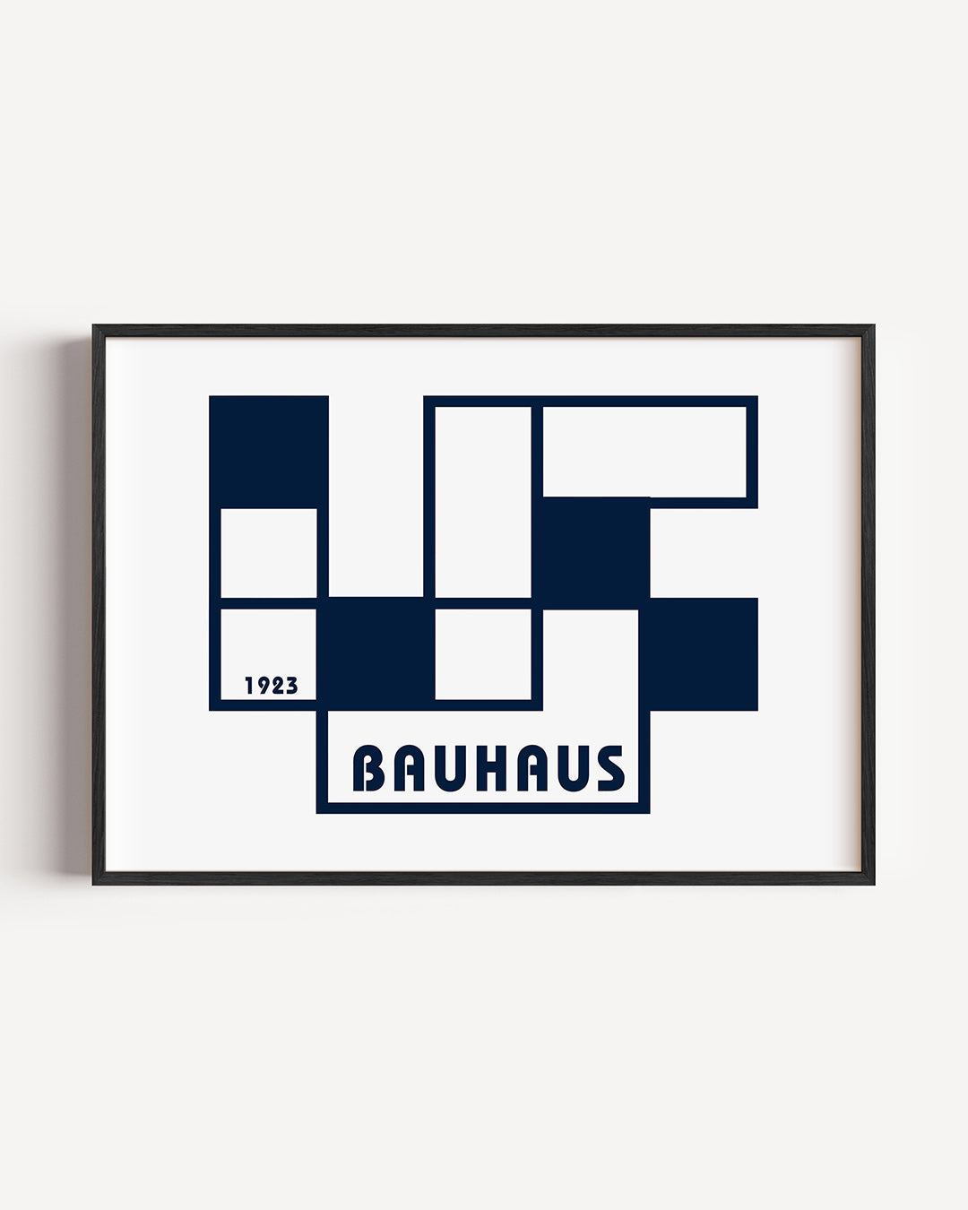 Vlakverdeling en lijnen – liggende Bauhaus poster als wanddecoratie
