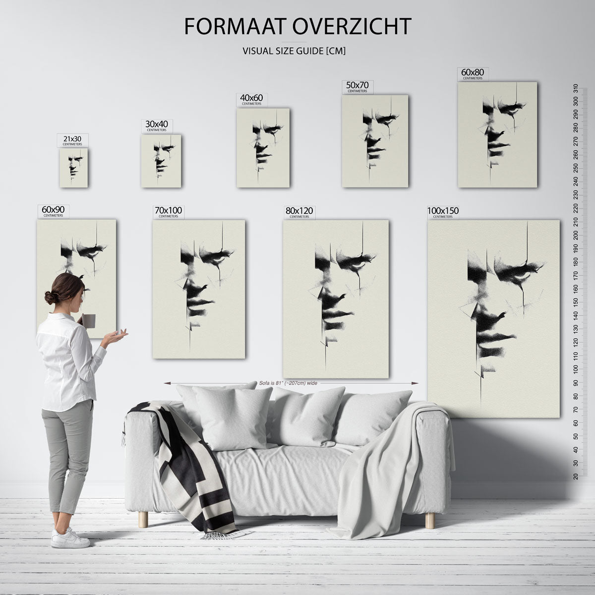 Minimalistisch gezicht – staande muurposter met abstracte vormen