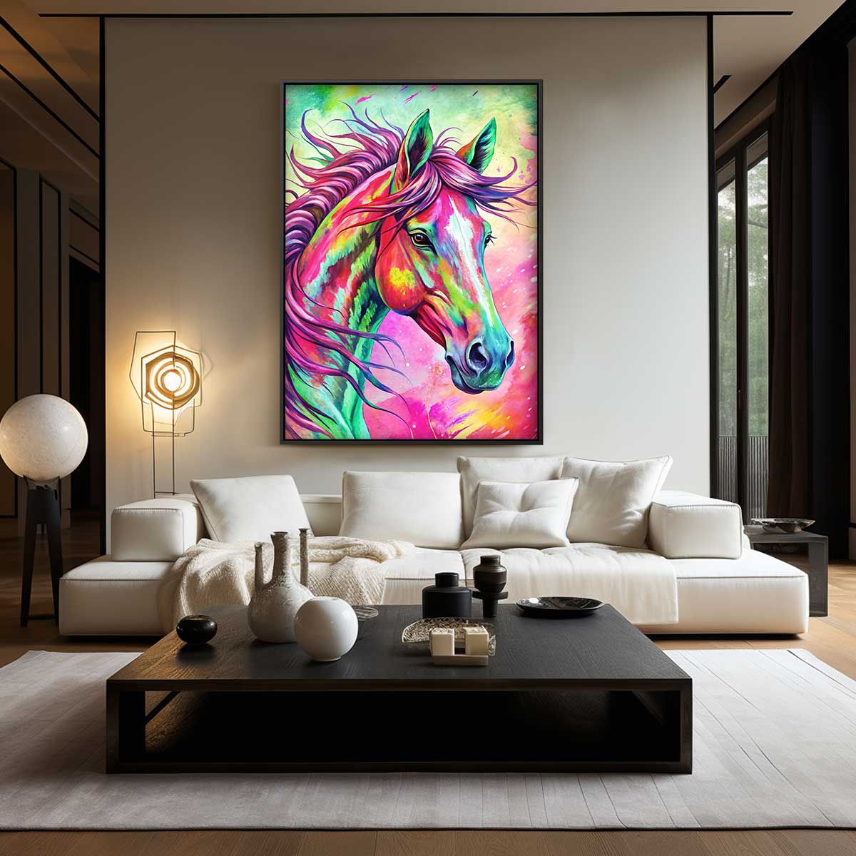 Kleurrijk Paardenportret – dibond wanddecoratie in staand formaat