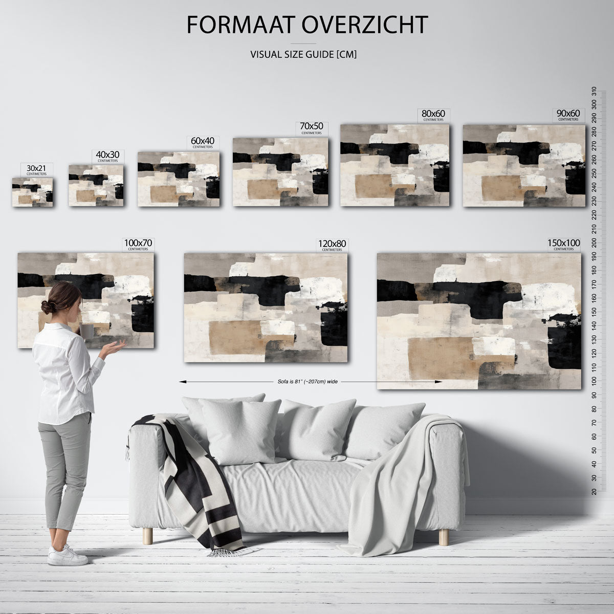 Abstracte vormen – liggende muurposter met abstracte vormen