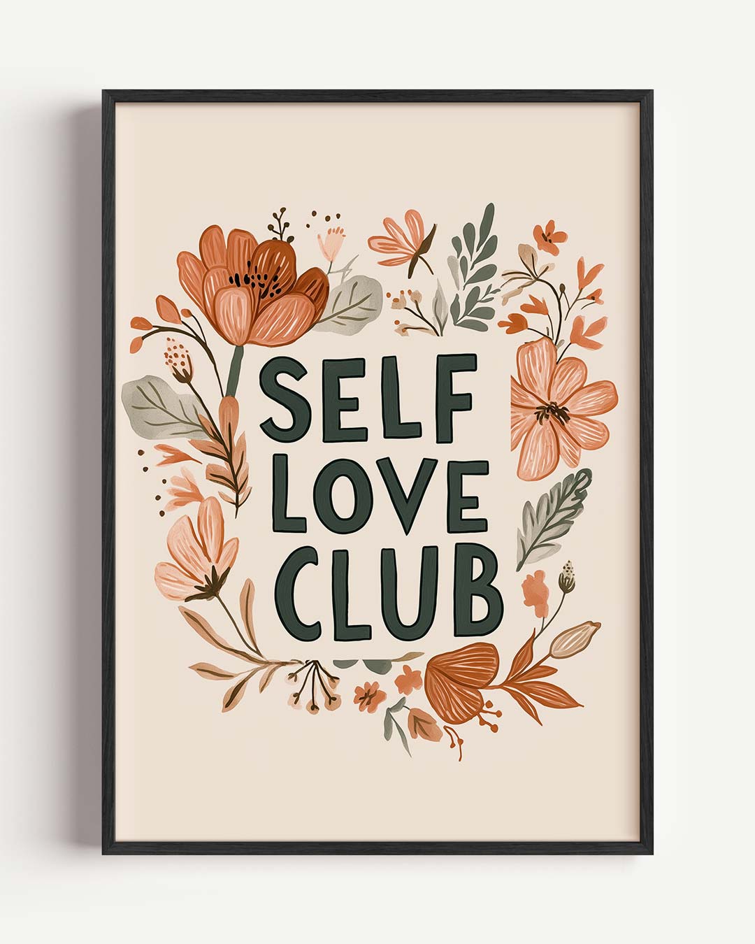 Self Love Club Bloemenposter – kids portret poster als wanddecoratie