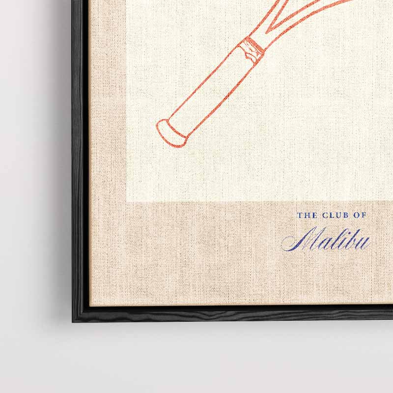 Retro Tennis Racket Poster – plexiglas kunstwerk als wanddecoratie