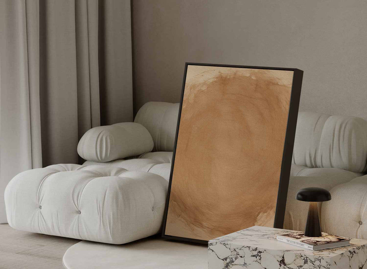 Zachte Okratonen Waterverf – staande wandkunst voor woonkamer of interieur