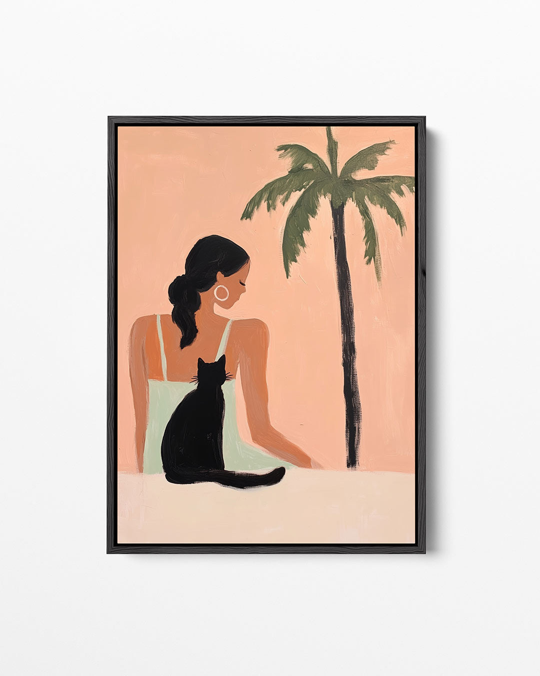 Vrouw en palmboom – staand wanddecoratie kunstwerk