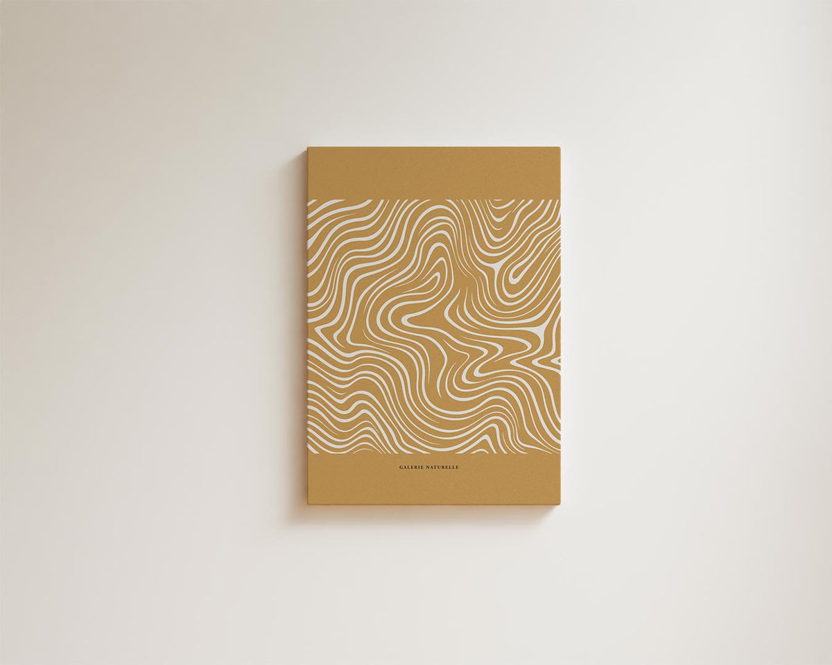 Golvende Lijnen Natuurprint – kunstwerk met zwarte baklijst