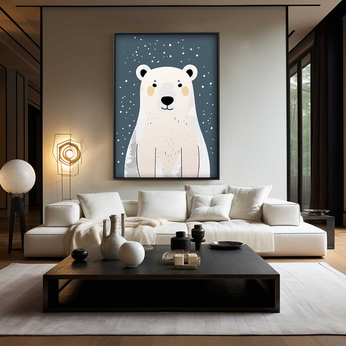 Schattige IJsbeer Illustratie – canvas wanddecoratie in portret formaat