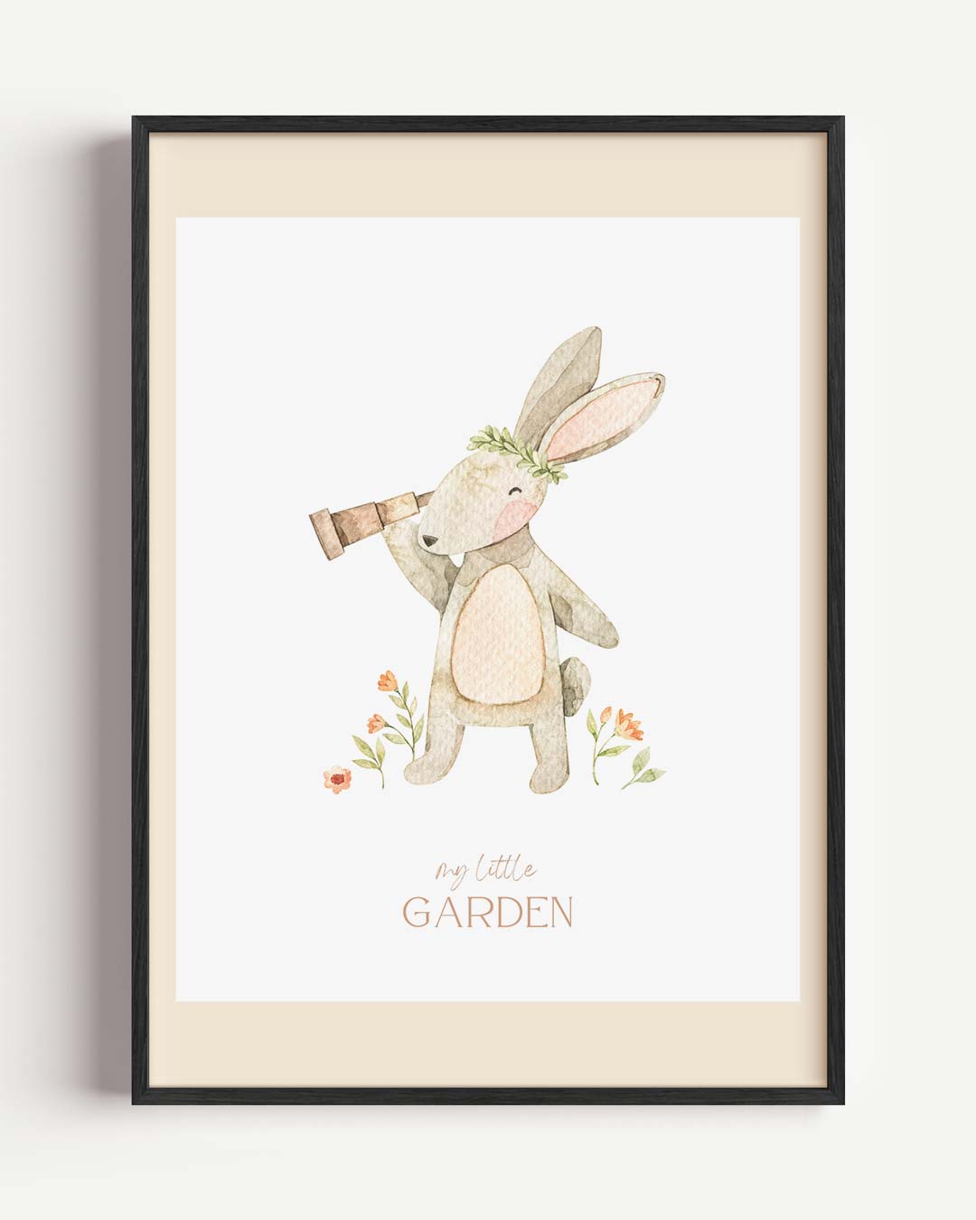 Schattige Tuin Konijn – kids portret poster als wanddecoratie
