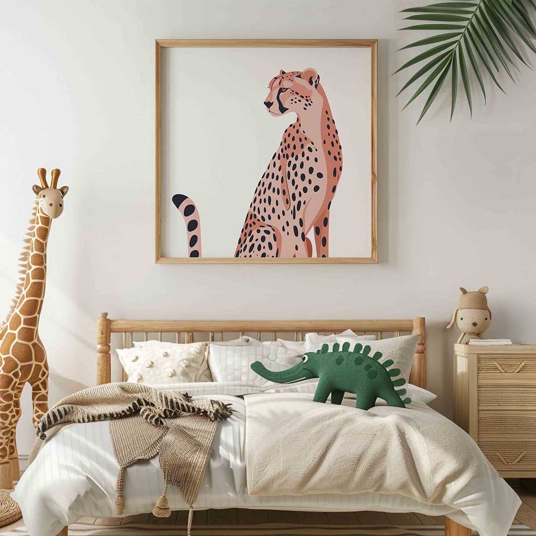 Cheetah – vierkante kinderkamer wanddecoratie van WallArtistic