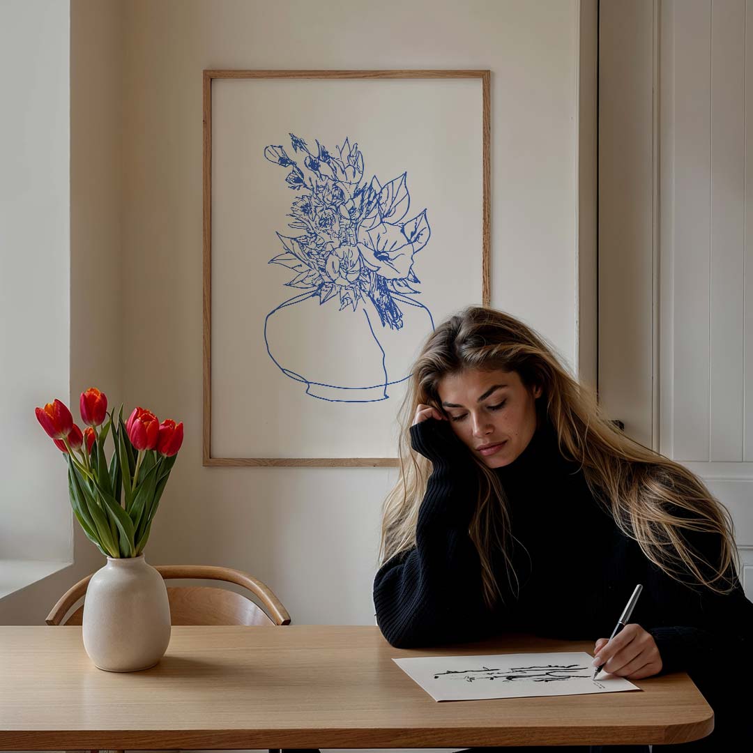 Elegante Bloemenvaas – culinaire wandkunst als portret poster