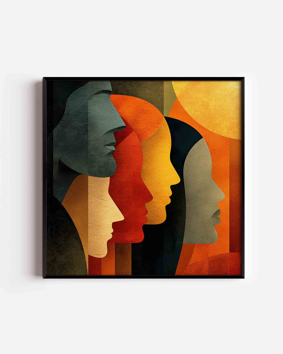 Profielen in warme tinten – abstracte vierkante poster als wanddecoratie