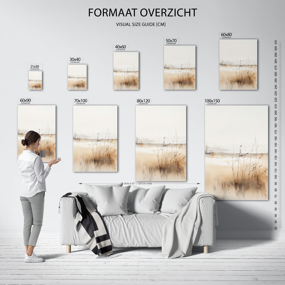 Landschap met riet – staande muurposter met natuurthema