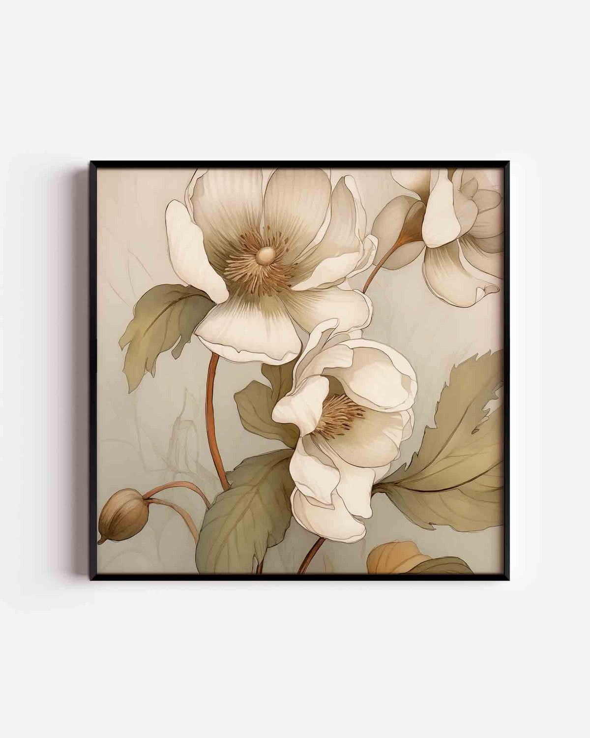 Bloemen en bladeren – bloemen vierkante poster als wanddecoratie