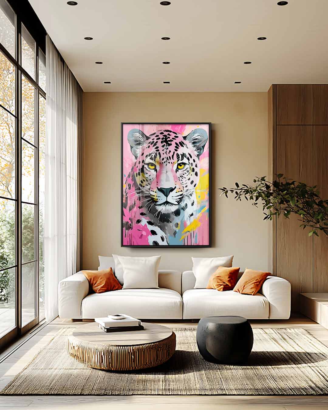 Kleurenexplosie Luipaard – modern portret kunstwerk van WallArtistic