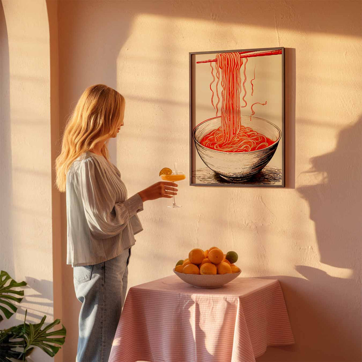 Stijlvolle Ramen Illustratie – keuken poster als sfeervolle staande wanddecoratie