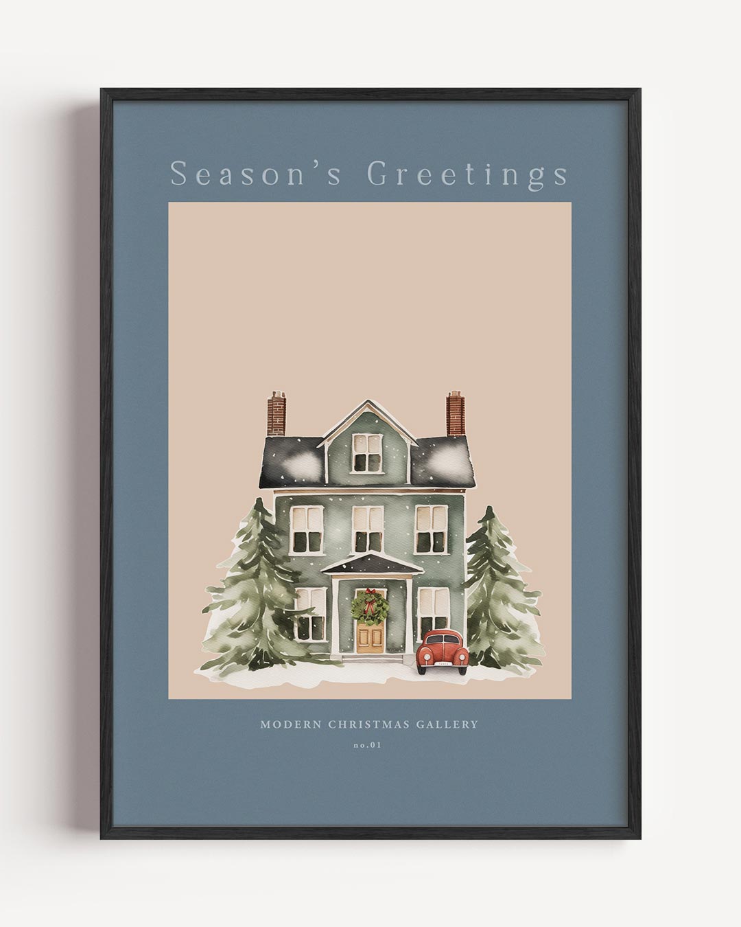 Warme Winterhuis – kerst portret poster als wanddecoratie