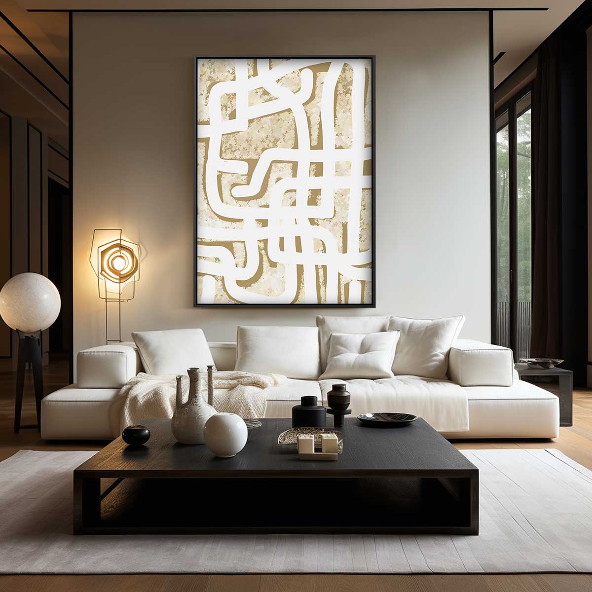 Doolhof van Lijnen – modern portret kunstwerk van WallArtistic