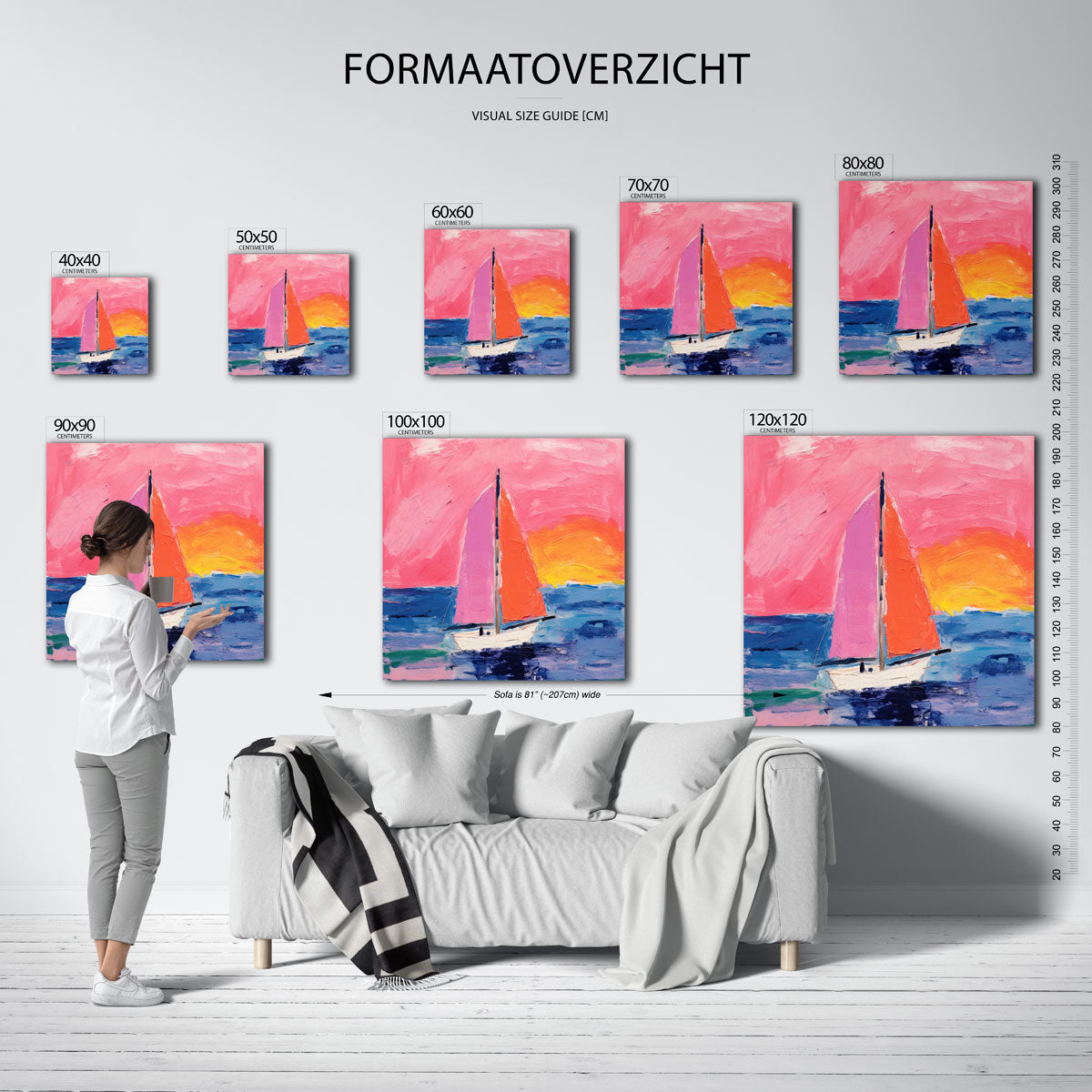 Zeilboot en zonsondergang – vierkante muurposter voor de kinderkamer