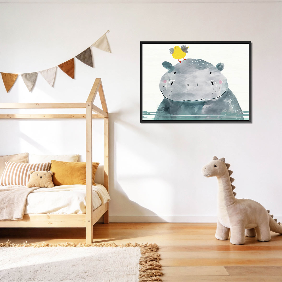 Vrolijke dierenillustratie – Kinder kunstwerk – op canvas, dibond of plexiglas