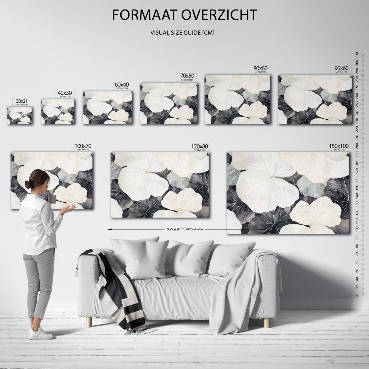 Bladeren patroon – liggende muurposter met abstracte vormen
