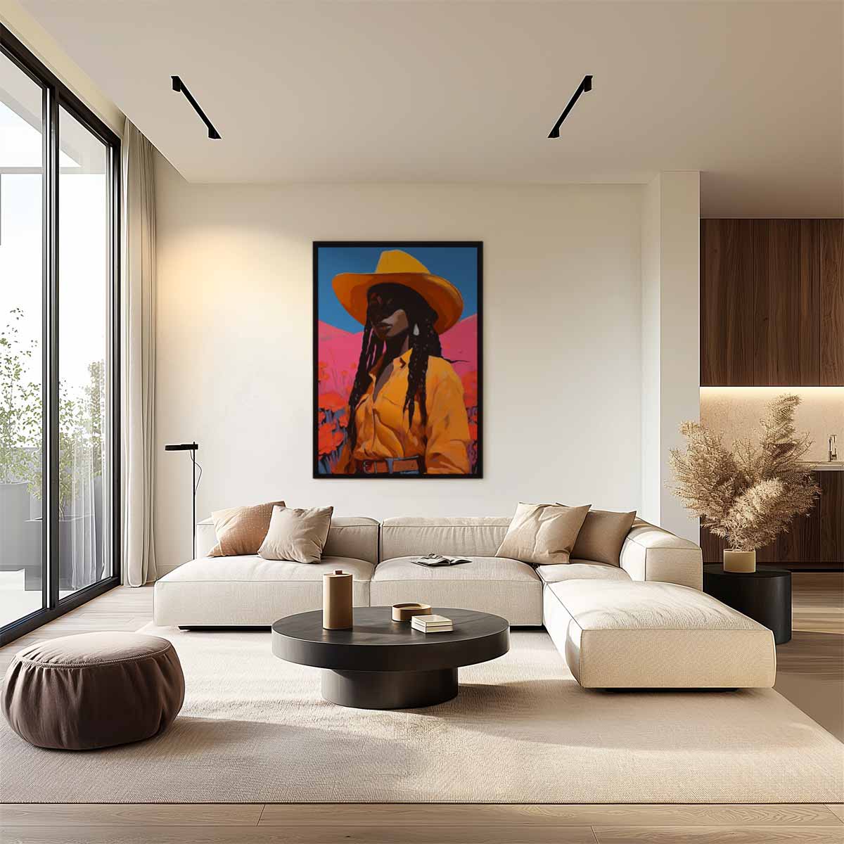 Vrouw in de Velden – plexiglas wanddecoratie in portret formaat