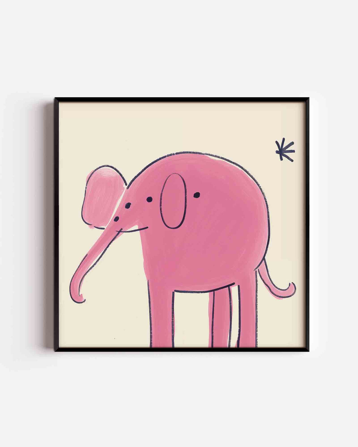Roze olifant – vierkante kinderposter als wanddecoratie