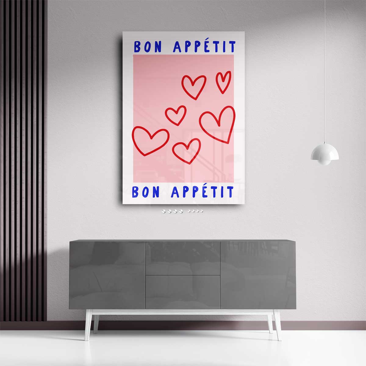 Bon Appétit Harten – plexiglas wanddecoratie in portret formaat