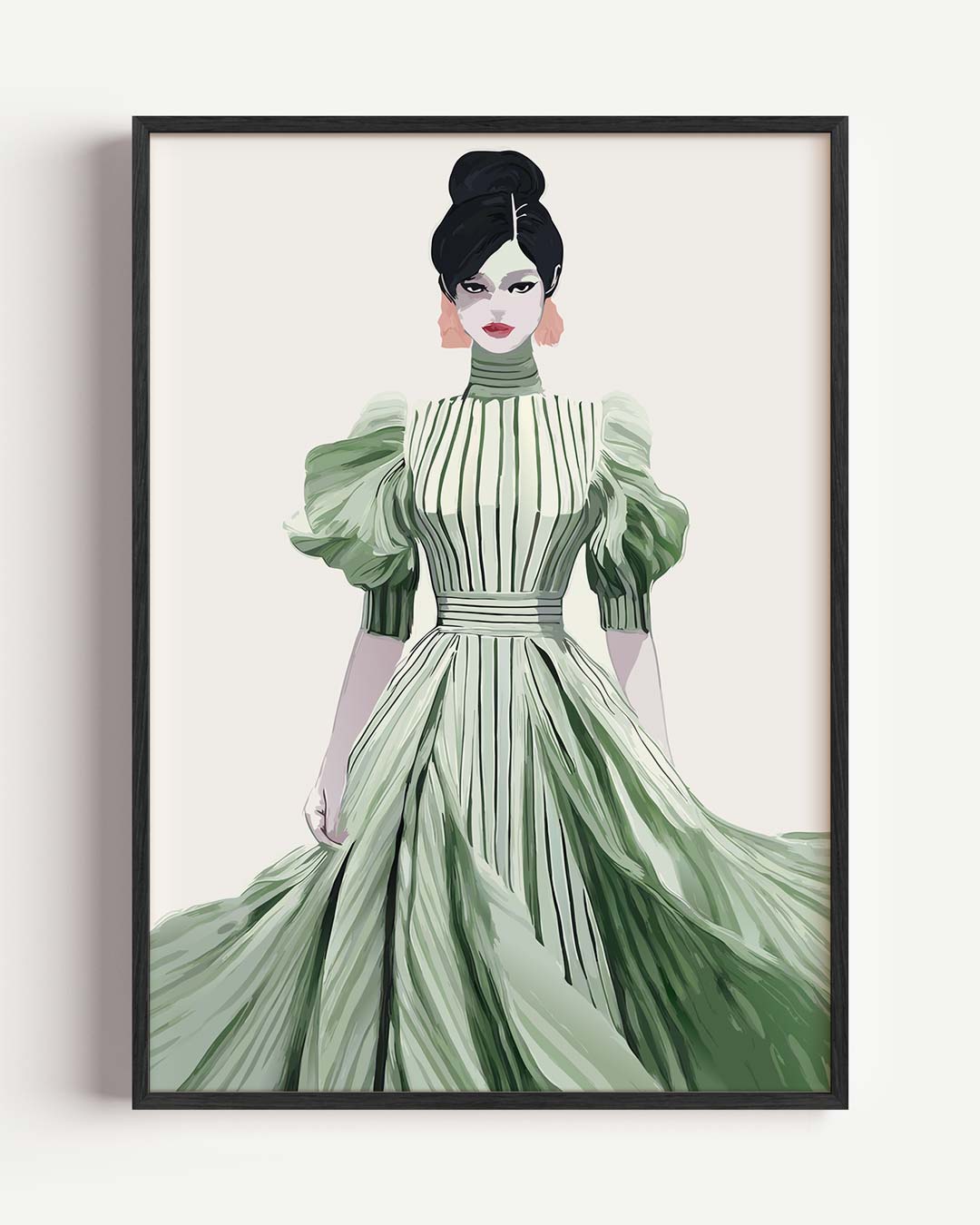 Stijlvolle Dame in Vintage Jurk – zomer portret poster als wanddecoratie