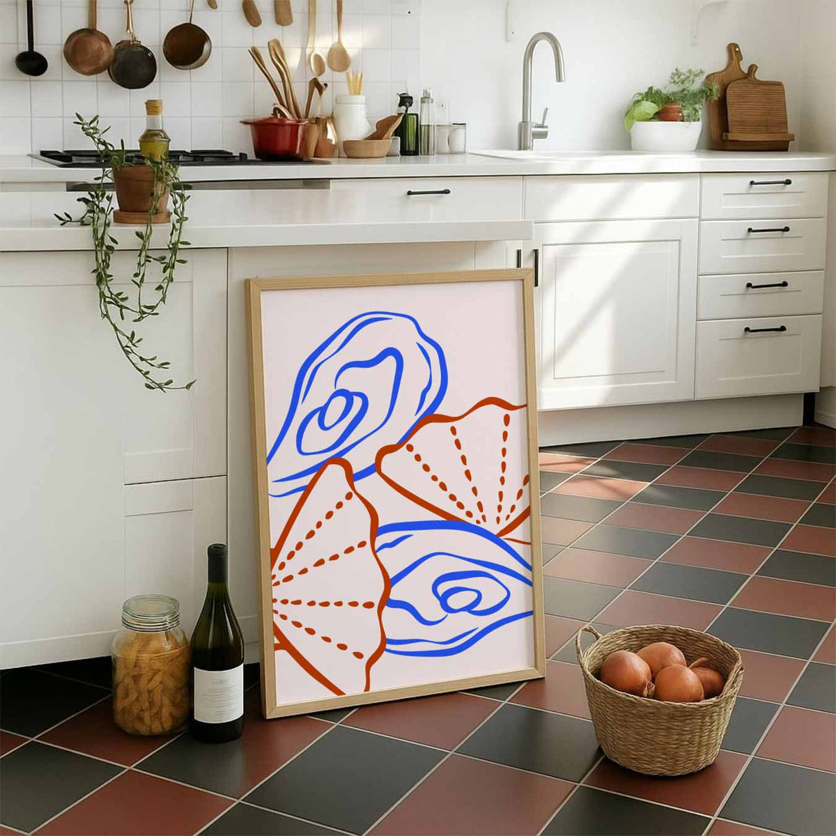 Levendige Schelpenkunst – staande muurposter voor keuken of eethoek