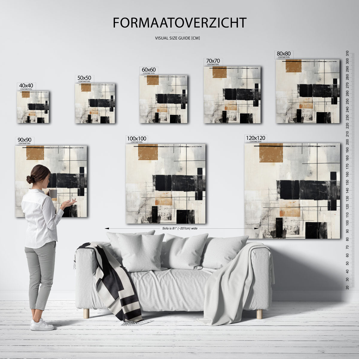 Abstracte geometrische vormen – vierkante muurposter met zachte abstracte vormen