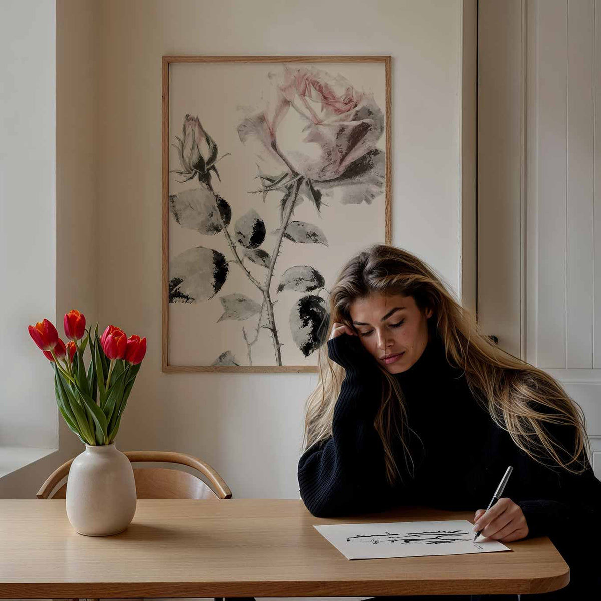 Romantische Rozen – paasposter in staand formaat