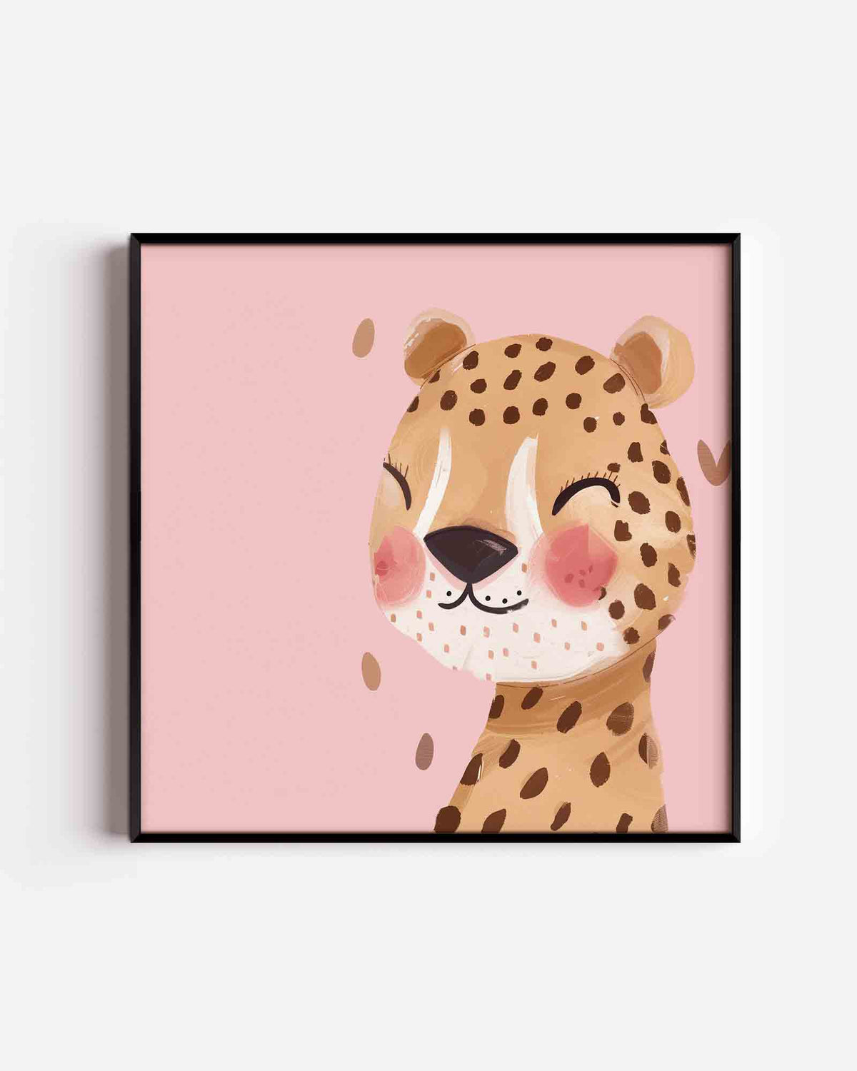 Lachende luipaard – vierkante kinderposter als wanddecoratie