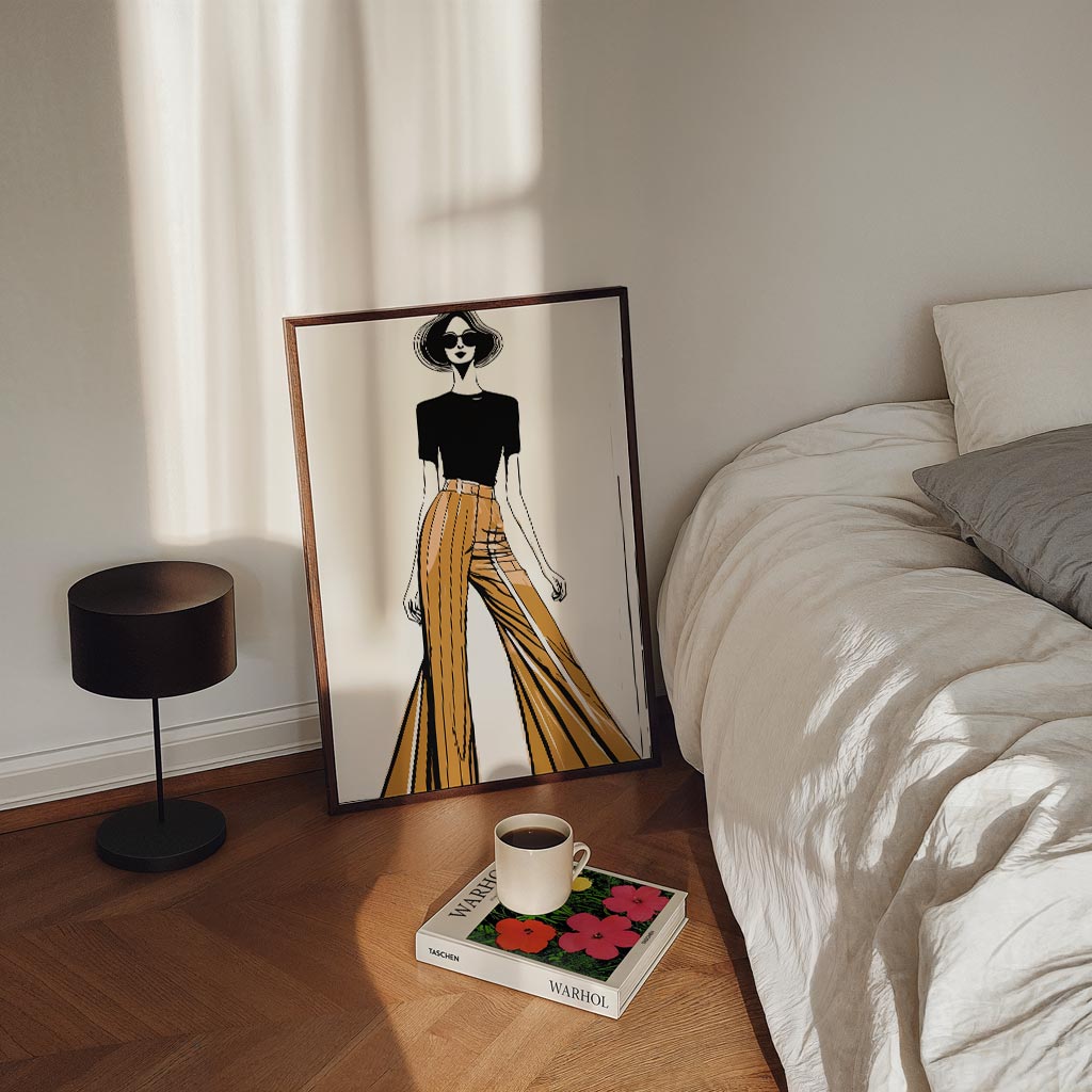 Trendy Fashionista Illustratie – staande Popart wanddecoratie van WallArtistic