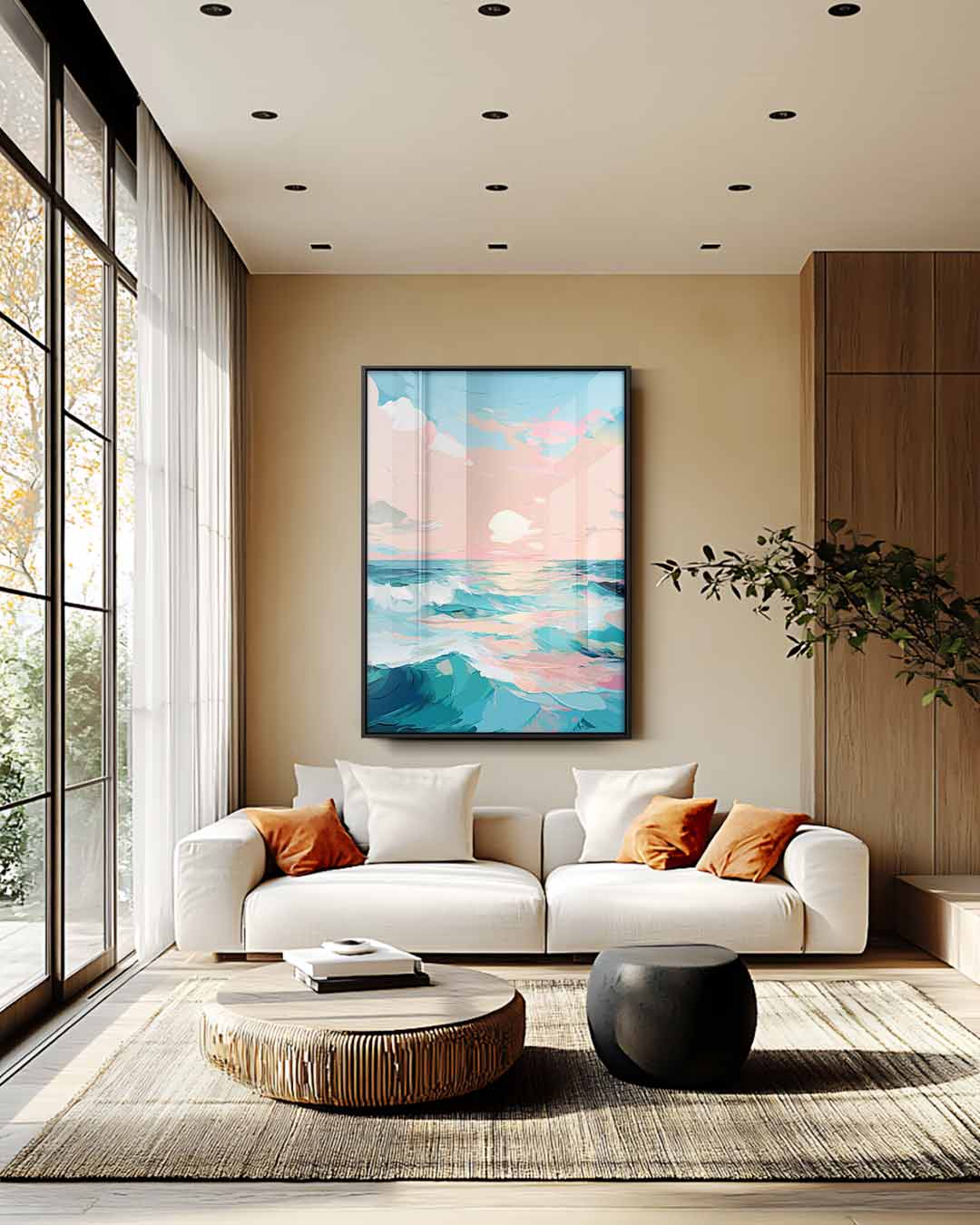 Zonsondergang aan Zee – staand kunstwerk voor modern interieur