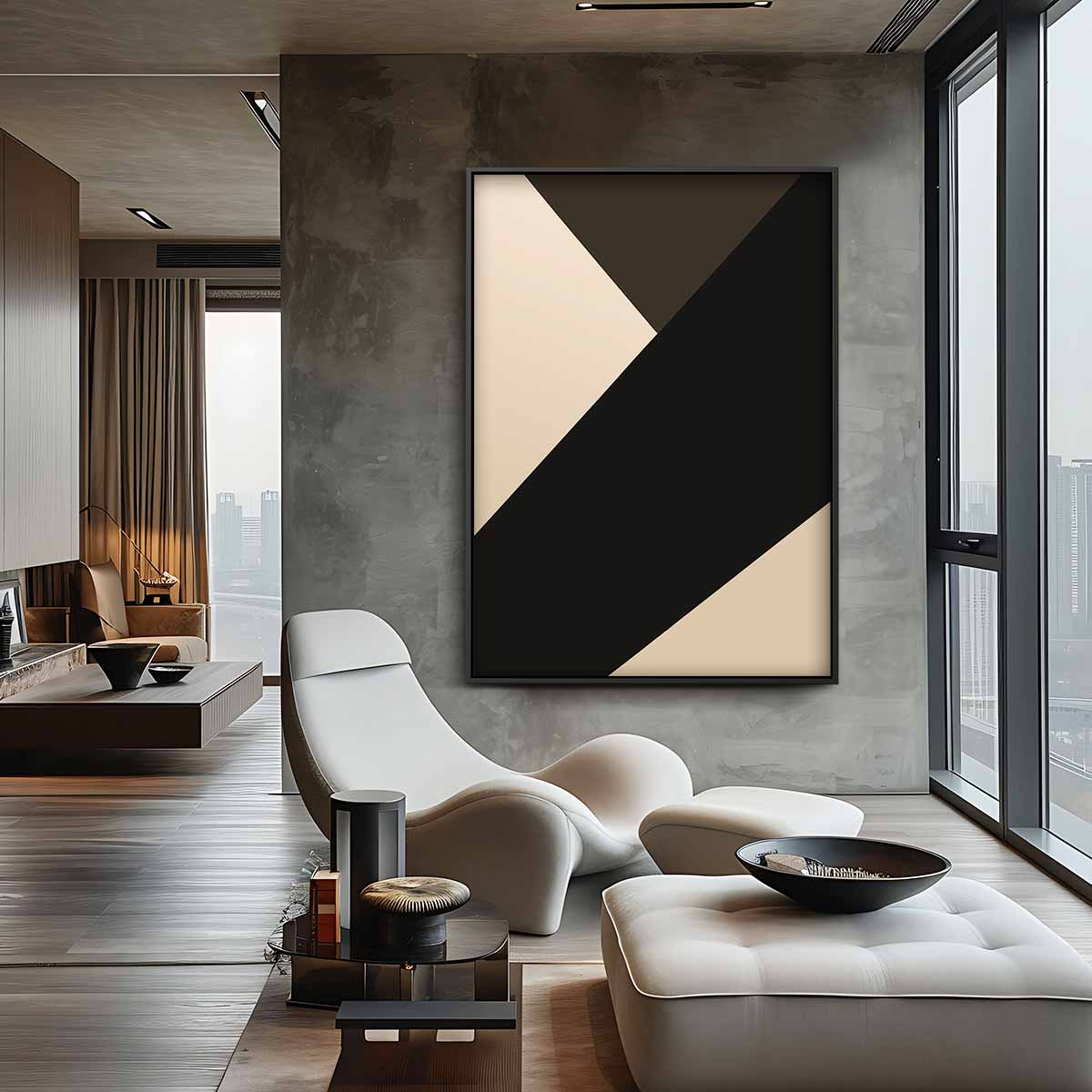 Gedurfde Abstracte Compositie – canvas wanddecoratie in portret formaat