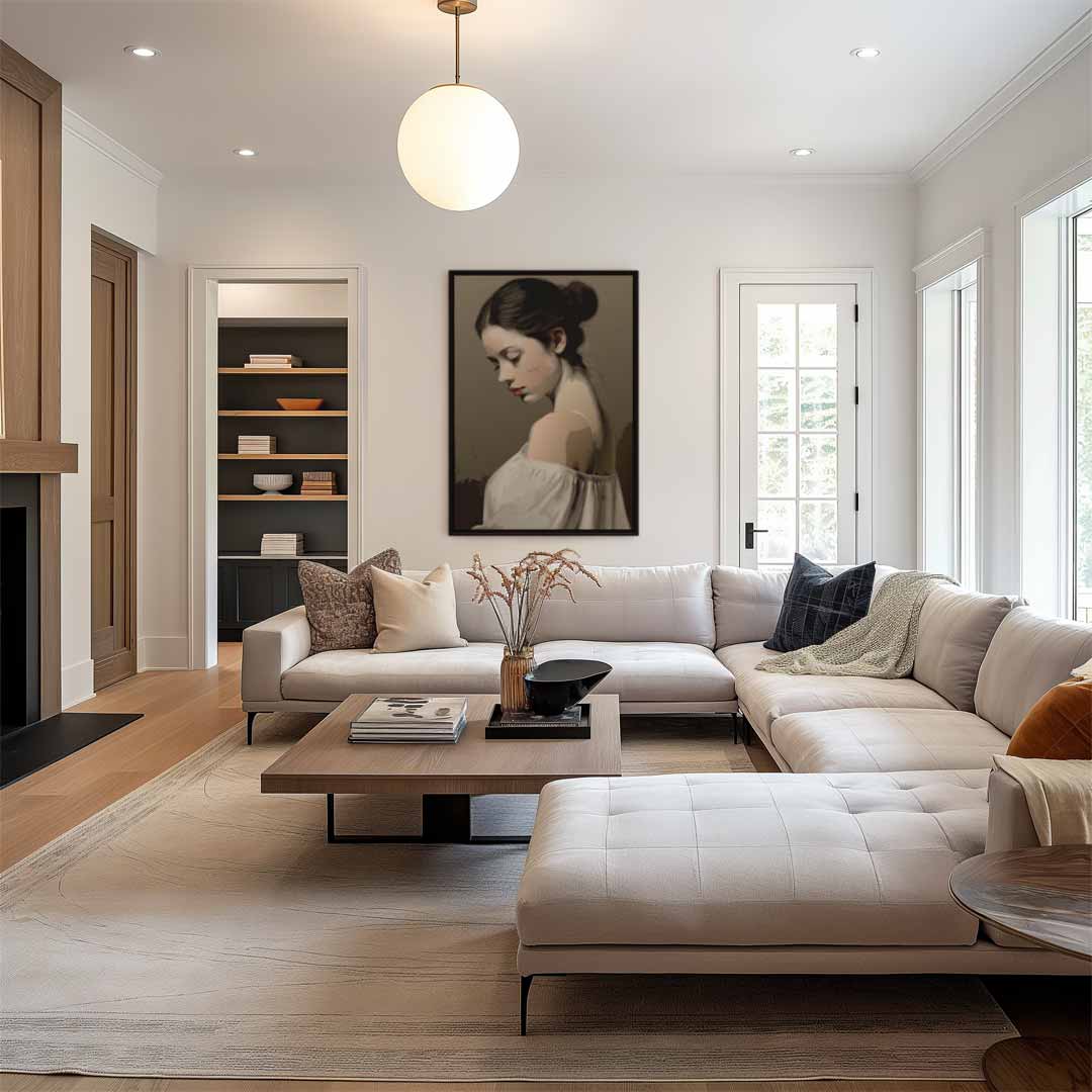 Dromerige Portretstudie – modern portret kunstwerk van WallArtistic