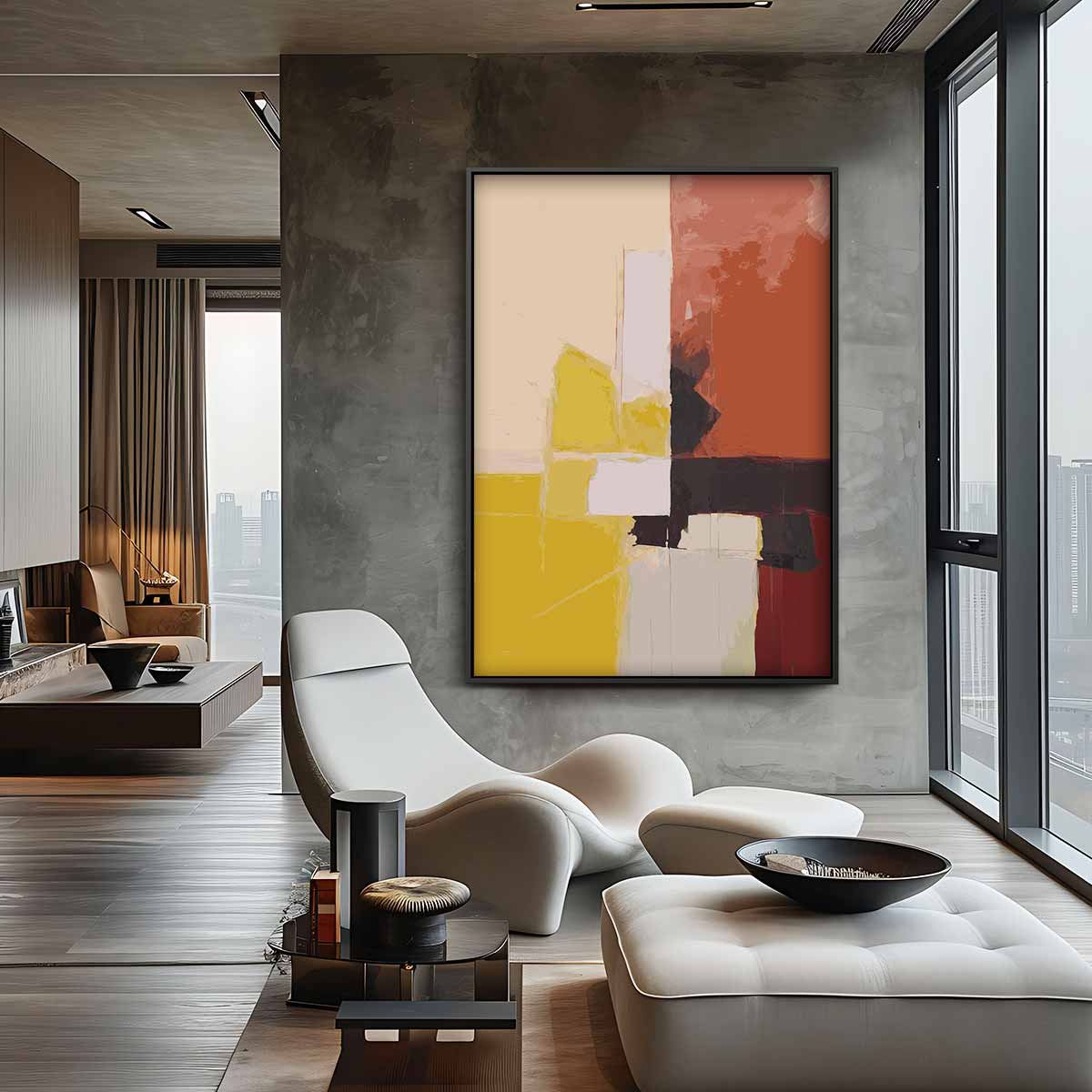 Abstracte Kleurenharmonie – canvas wanddecoratie in portret formaat