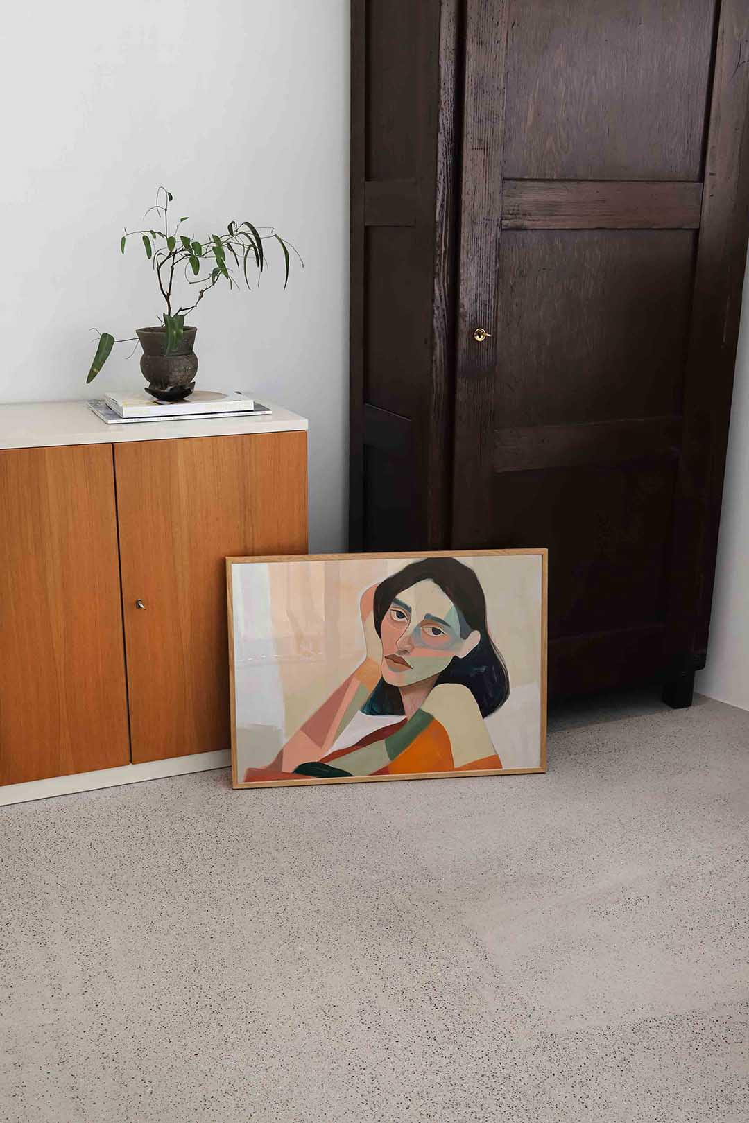 Vrouwelijk portret – hedendaagse illustratie als liggende poster