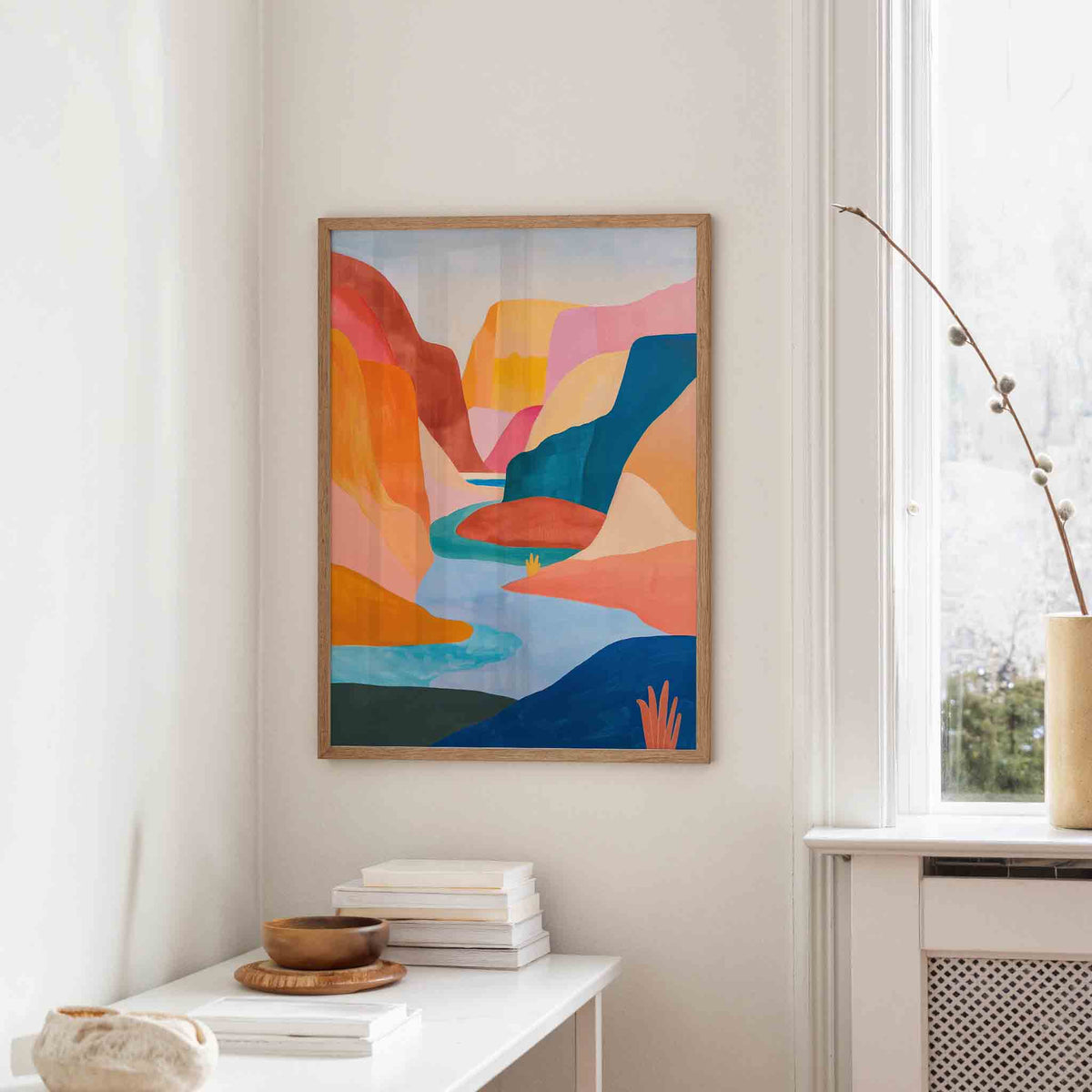 Abstracte landschapsweergave – staande hedendaagse wanddecoratie van WallArtistic
